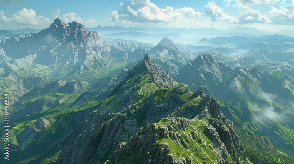 Poster a rugged terrain of mountains reminiscent of the challenges overcome by blockchain in its journey to