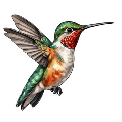 Obraz premium Hummingbird hand drawn illustration on transparent PNG