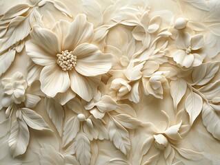 Delicate 3D Relief of Intricately Sculpted Flowers