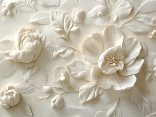 Delicate 3D Relief of Intricately Sculpted Flowers