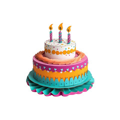 Festive Two-Tiered Paper Birthday Cake with Candles