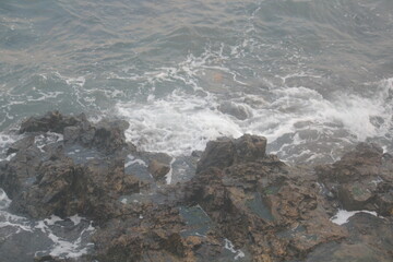 Image of waves crashing on Imrang Beach in Busan, Korea
