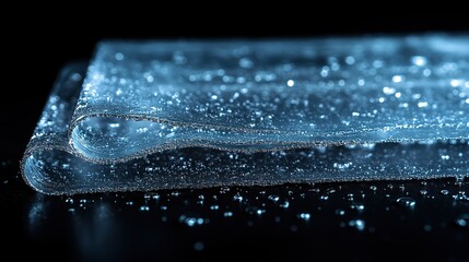 Clear plastic material against a black background, providing a blank texture for graphic design