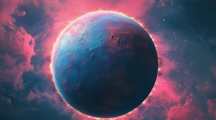 Obraz premium Planetary Orbit Harmony and Nebula