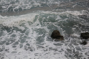 Image of waves crashing on Imrang Beach in Busan, Korea
