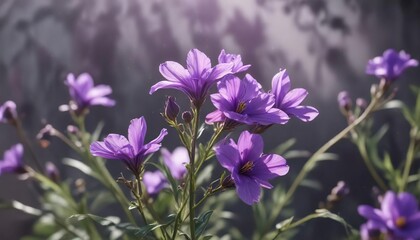 Fototapeta premium delicate purple petals swaying gently in the breeze, detailed photography, floral arrangement
