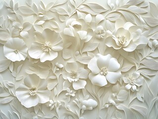 Delicate 3D Relief of Intricately Sculpted Flowers