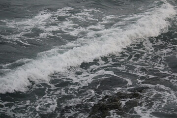 Image of waves crashing on Imrang Beach in Busan, Korea
