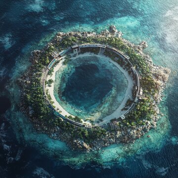 Aerial View of Clipperton Island Landscape