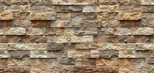Layered brick wall background in shades of brown and beige, perfect for traditional interior designs