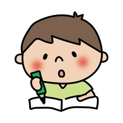 勉強している子供（男の子）