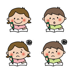 勉強する子供たちセット