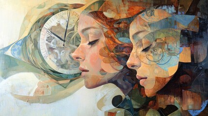 Fototapeta premium Dreamy Souls Intertwined in the Flow of Time