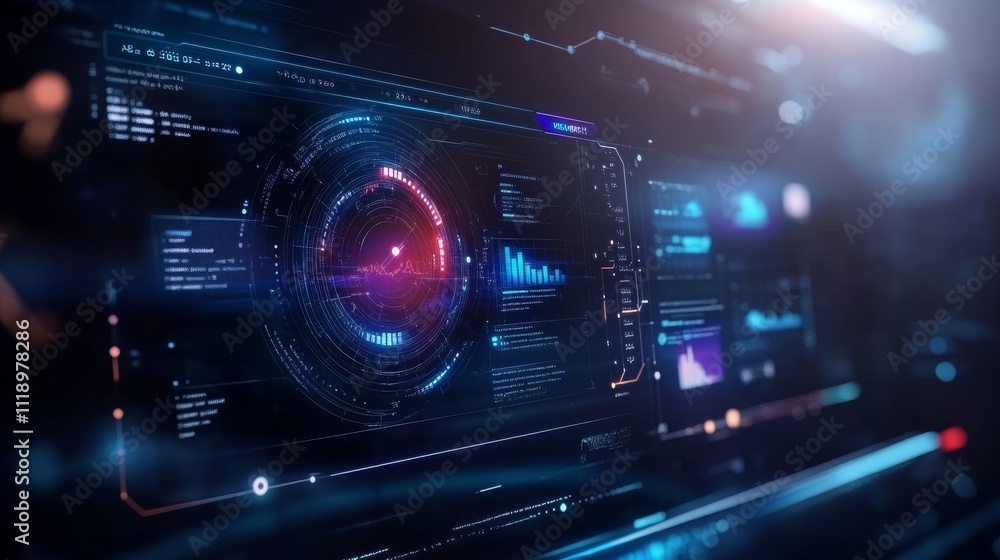 Poster futuristic digital user interface design for augmented reality experience