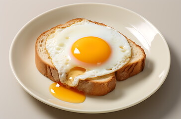 an egg fried on a plate, generative ai