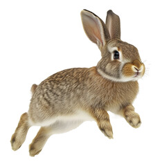 Obraz premium Cute rabbit jumping in mid-air isolated on transparent background, wildlife and nature concept