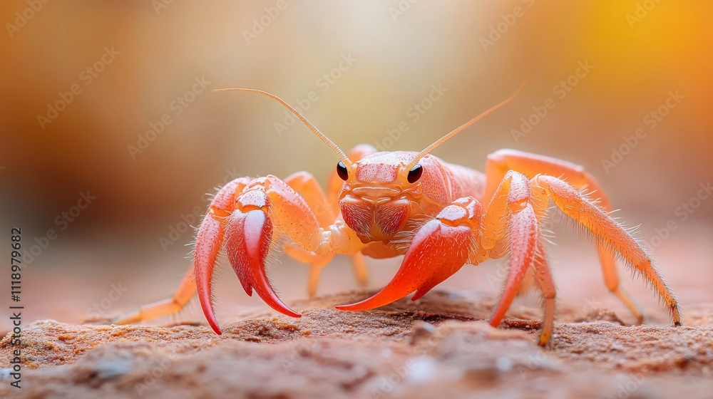 Poster vibrant scorpion model on colorful background with empty scene