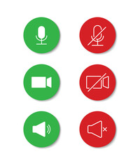 Speaker, Mic and Video Camera related icons