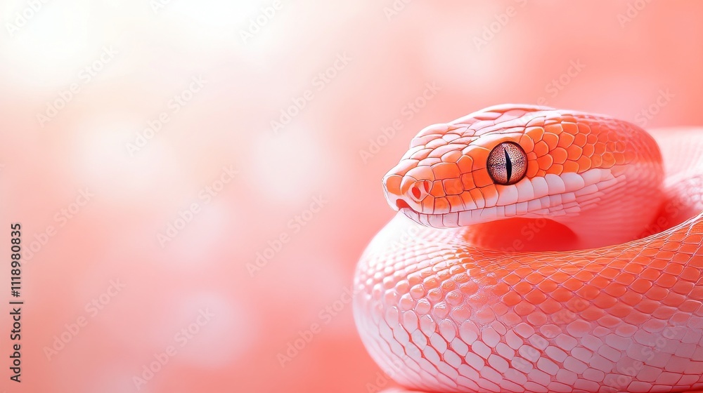 Poster intricate pattern of a coral snake on a soft pink background