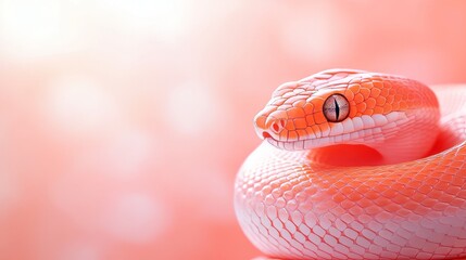 Fototapeta premium Intricate Pattern of a Coral Snake on a Soft Pink Background