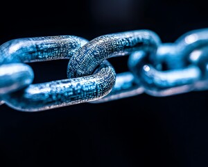 Blockchain security visualization, interconnected secure data blocks, digital trust and protection concept