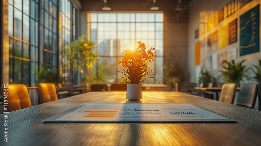Poster a table with a vase of flowers and a piece of paper with numbers on it