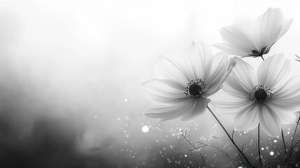 Sympathy Flowers Card for Loss and Grief with Elegant Cosmos on Grey Background