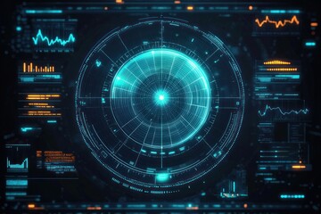 Obraz premium Futuristic Submarine Radar and Sonar Interface for Naval Navigation and Targeting