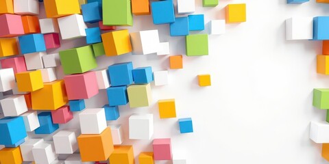 Abstract background of randomly shifted white cube boxes for copy space, wallpaper, block, random