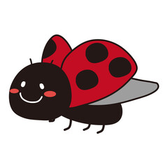 飛んでいるほっぺの赤いてんとう虫 © てがきっず