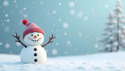 Fototapeta premium snowman on the snow