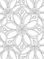 Fototapeta premium All these designs are hand-drawn and unique Flower Border is a Beautiful black-and-white illustration for aadult coloring book, This is a printable Beautiful Zentangle Coloring page for KDP Interior,