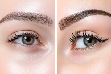 Fototapeta premium Beauty transformation eyelash and eyebrow enhancements studio makeup showcase close-up aesthetics