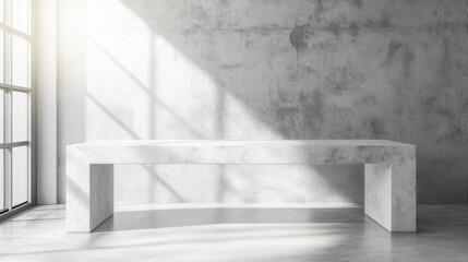 Obraz premium Modern Minimalist Concrete Table Design: Sunlit Studio, Interior Architecture Showcase