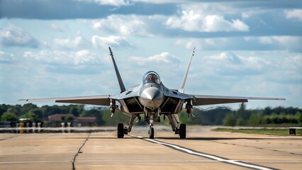 indonesian jet fighter parked on run way at adi sumarmo air port. seen the crew were around of jet fighter., generative ai