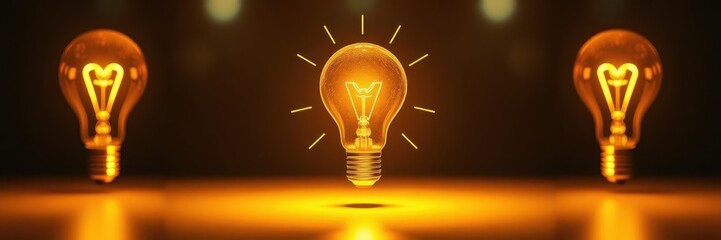 Glowing yellow light bulb emitting light on a white background, illumination, energy, inspiration