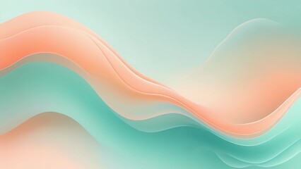 Abstract Background with Peach and Mint Merging in Soft Gradient Transitions