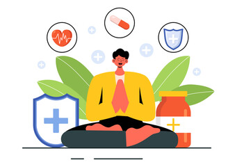 Energy Medicine Vector Illustration featuring Alternative Healing Practices to Help People Relax and Promote Wellness in a Flat Style Background