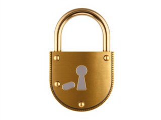 Gold master key with intricate design resting on a clean white background, access, master key, security