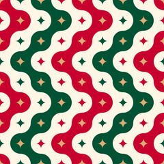 Luxury retro geometric seamless wave stripes pattern design for christmas and new year holidays.
