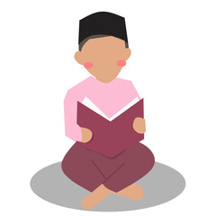 Kid Reading A Book Illustration