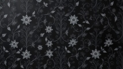 Fototapeta premium Seamless charcoal small floral elements wallpaper perfect for elegant interior design projects, pattern, decor