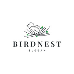 Fototapeta premium Bird Nest Logo, Bird House Shelter Vector, Modern Line Design Minimalist Style, Symbol Template Icon