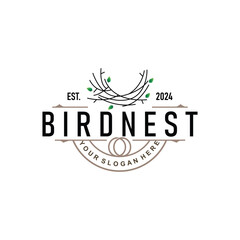 Bird Nest Logo, Bird House Shelter Vector, Modern Line Design Minimalist Style, Symbol Template Icon