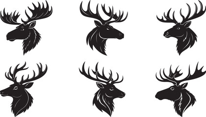 The animal of Moose Head silhouette vector illustration design, Icon and logo using black color