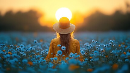 Hello June written amidst a field of grass and purple flowers, with a yellow circle in the background