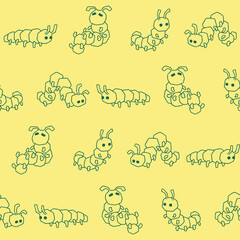 Outline Collection of Caterpillar Vector Seamless Pattern illustration Design