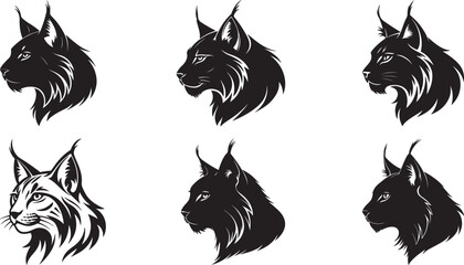 The animal of Lynx Head silhouette vector illustration design, Icon and logo using black color © MdMujahid