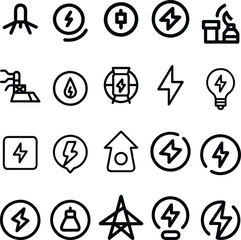 Collection of modern Energy Icon.