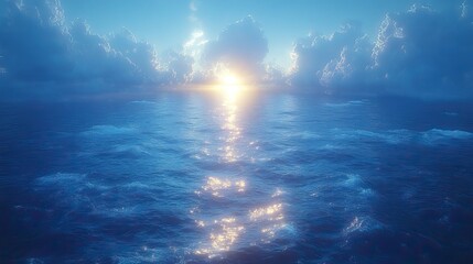 Obraz premium Immerse yourself in the serene beauty of a blue atmospheric background